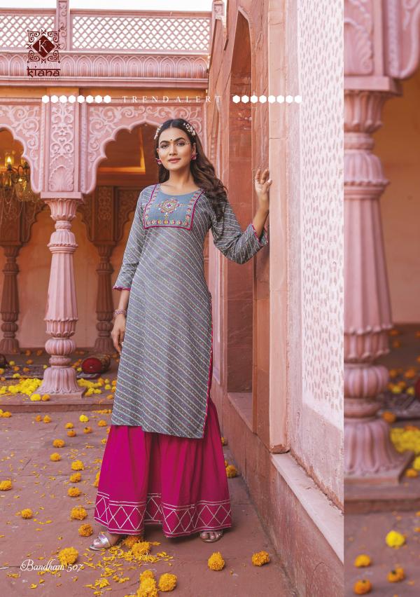 Kiana Bandhani Vol 5 Rayon Designer Kurti With Bottom Collection